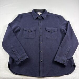Wallace & Barnes Flannel Shirt Mens XL Blue Naval CPO Shacket Wool Blend